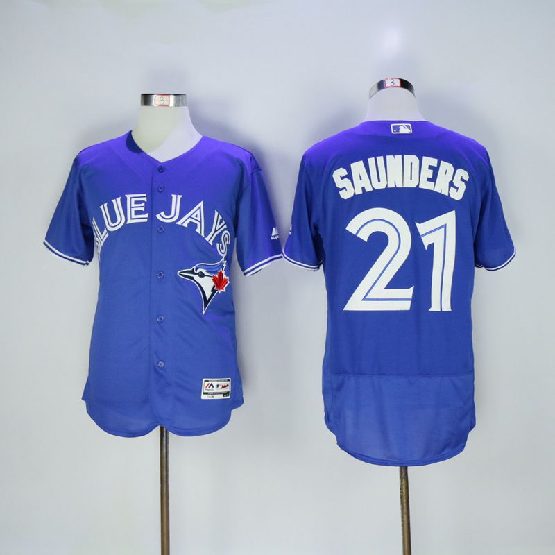 Men Toronto Blue Jays #21 Saunders Blue MLB Jerseys